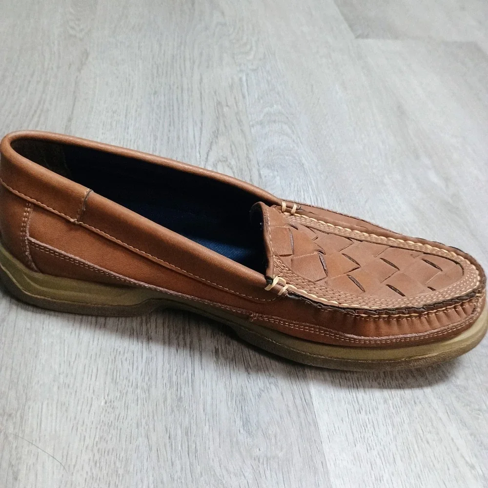 Freeman Brown Woven Loafer Leather Port 4994 Rubber Sole Size 10
